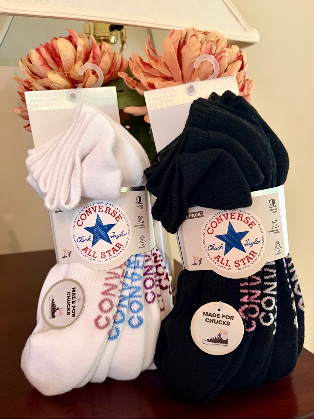 NWT Converse 6 pack women’s cushion no-show socks choose black or white